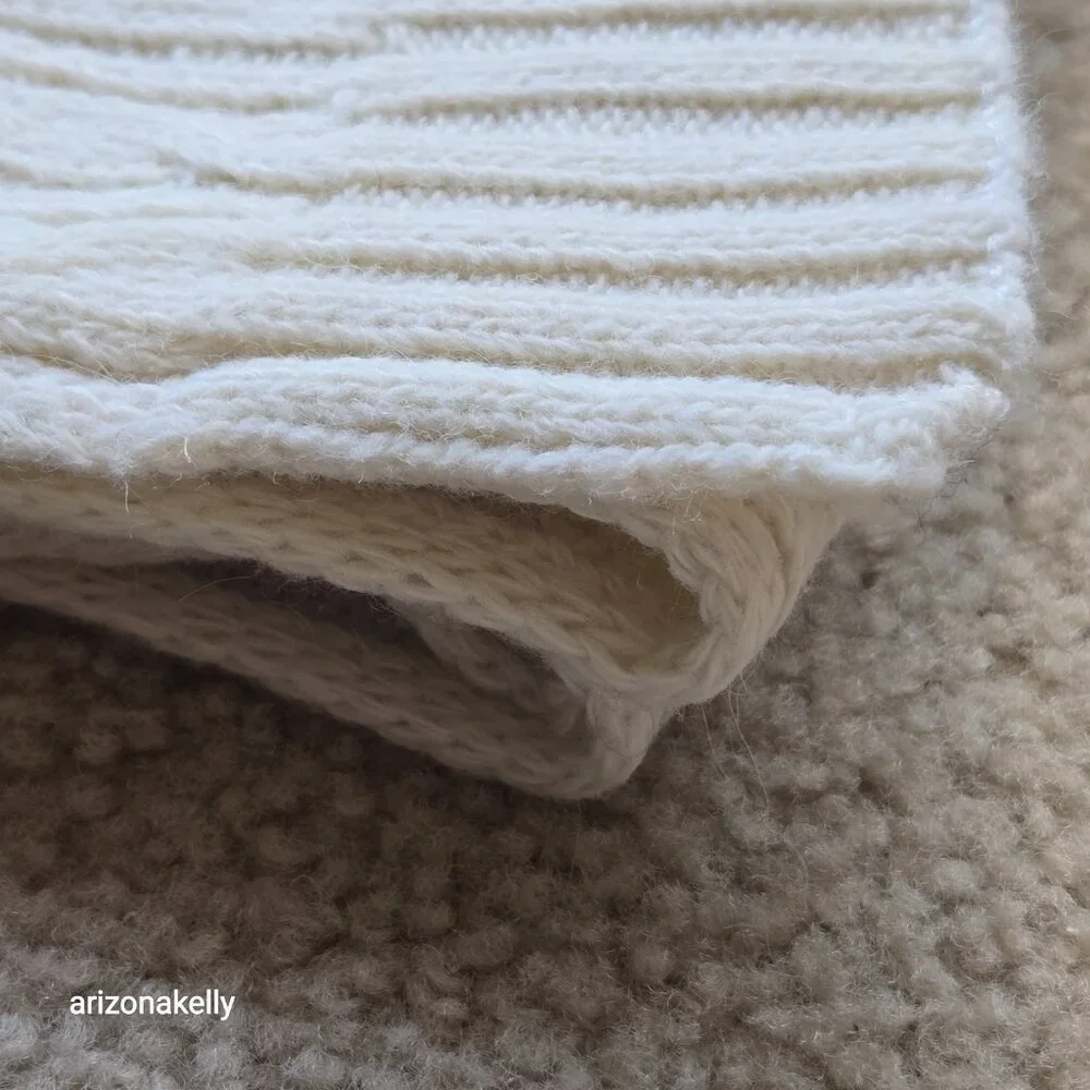 Wool or Wool Blend Cable Knit Ivory Scarf